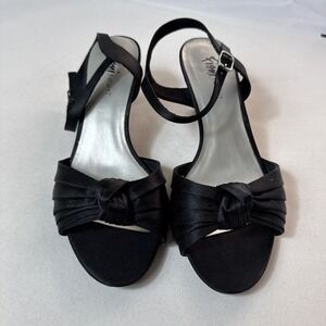 Fioni Night Black Heel Sandal Ankle Strap‎ Size 8.5W 3" Heal Open Toe Very Cute!